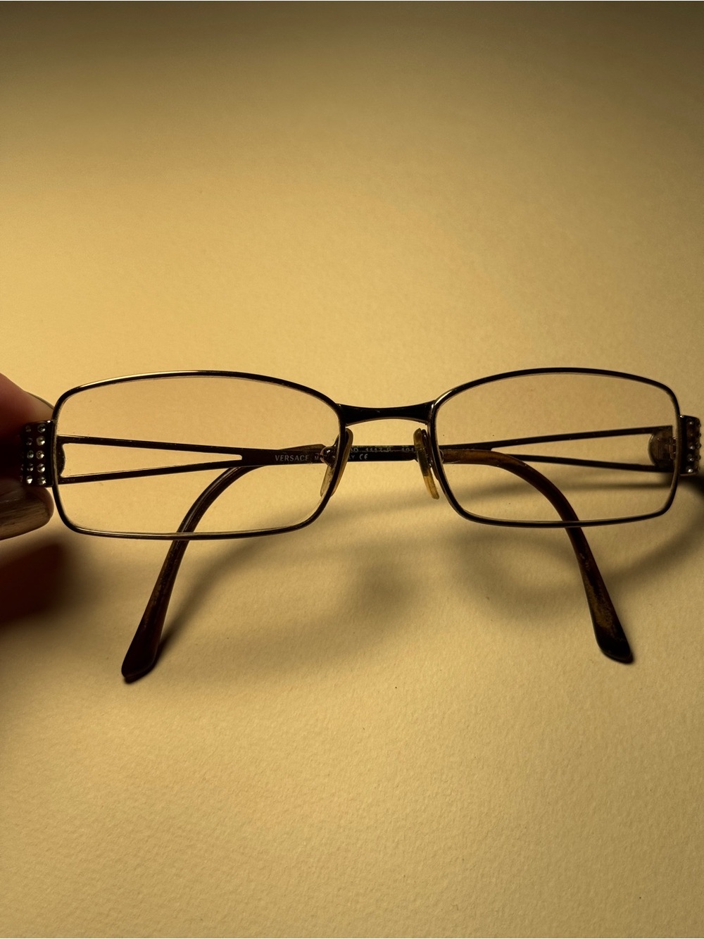 Versace Rectangular Metal Frame Glasses in Brown 51-17-135, 1117-B 1013